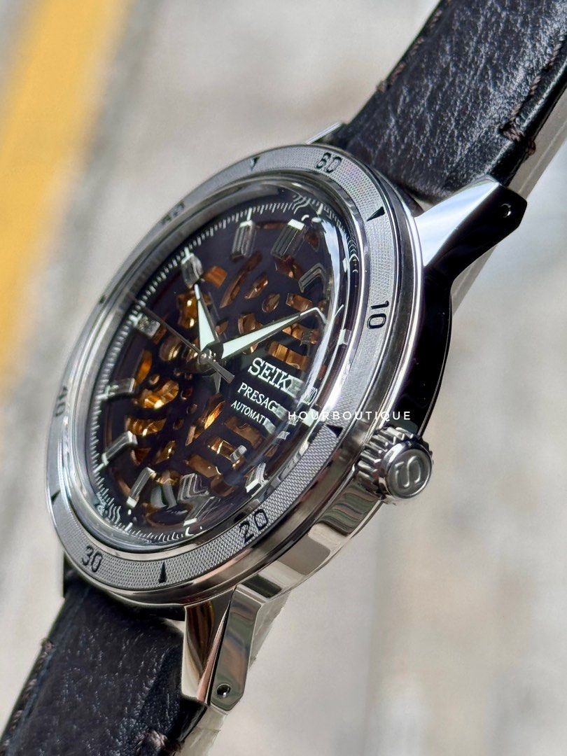 Brand New Seiko Presage Skeleton Black Gold Dial Automatic Watch SSA461J1