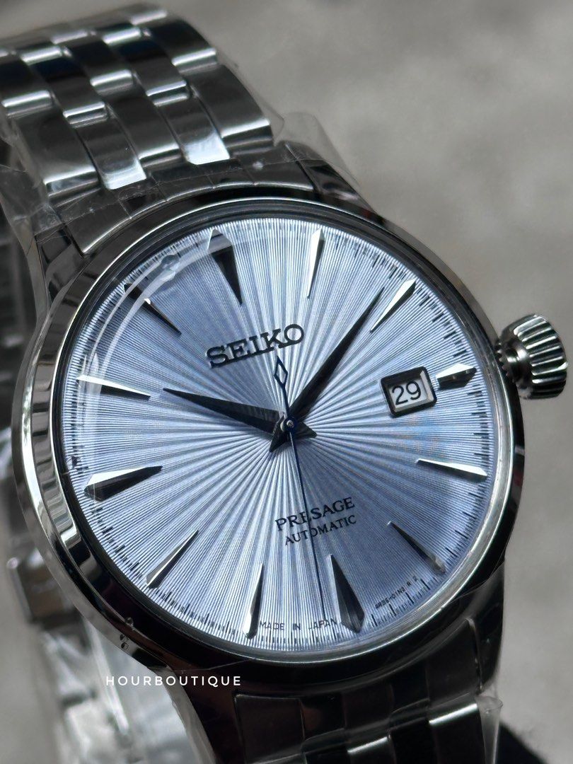 Brand New Seiko Presage Sky Blue Cocktail Time Automatic Mens Watch Srpe19J1