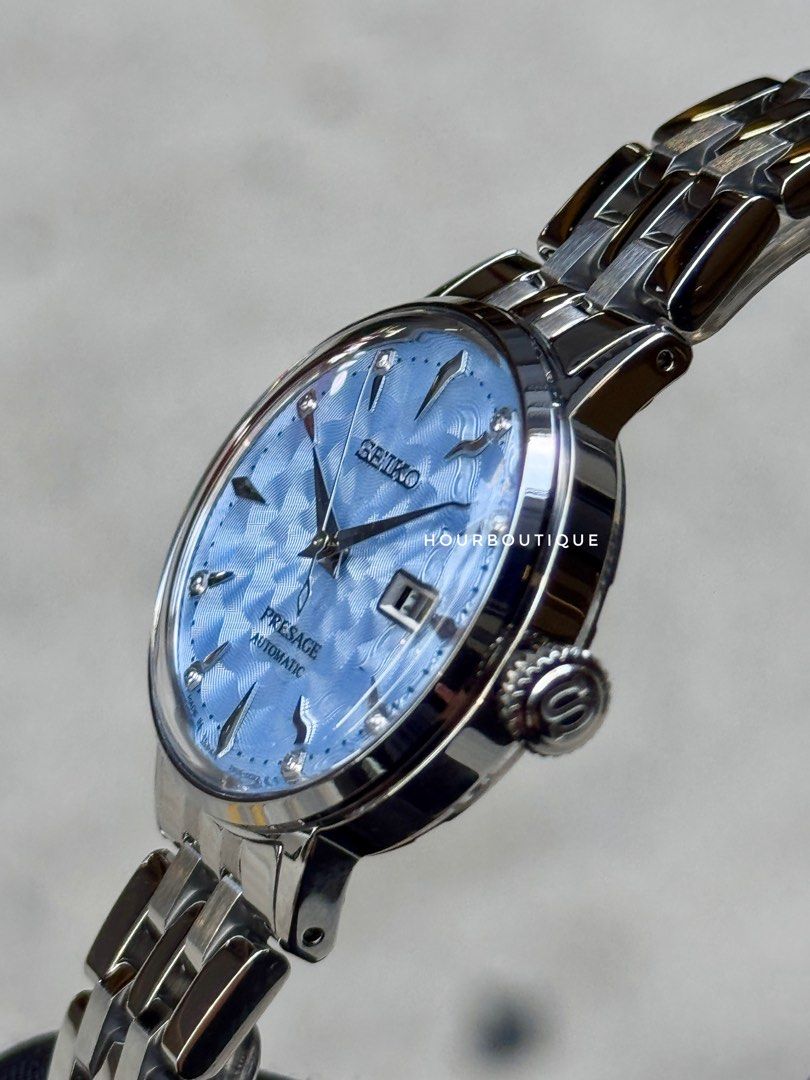 Brand New Seiko Presage Sky Blue Dial with 8 Point Diamonds Automatic Watch SRE007J1