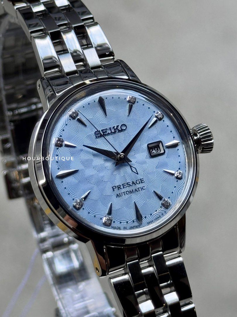 Brand New Seiko Presage Sky Blue Dial with 8 Point Diamonds Automatic Watch SRE007J1