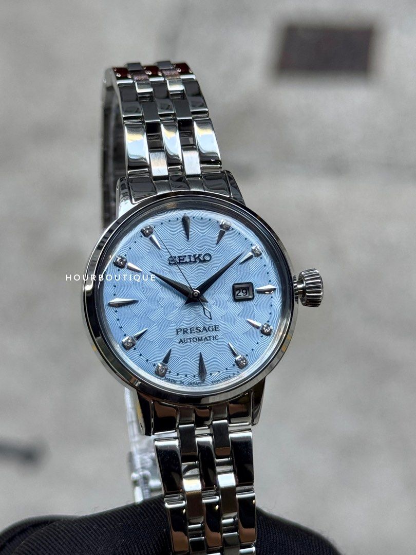 Brand New Seiko Presage Sky Blue Dial with 8 Point Diamonds Automatic Watch SRE007J1