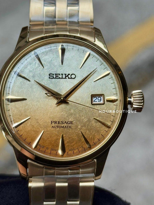 Brand New Seiko Presage USA Exclusive PVD Gold Case Automatic Watch SRPK46J1