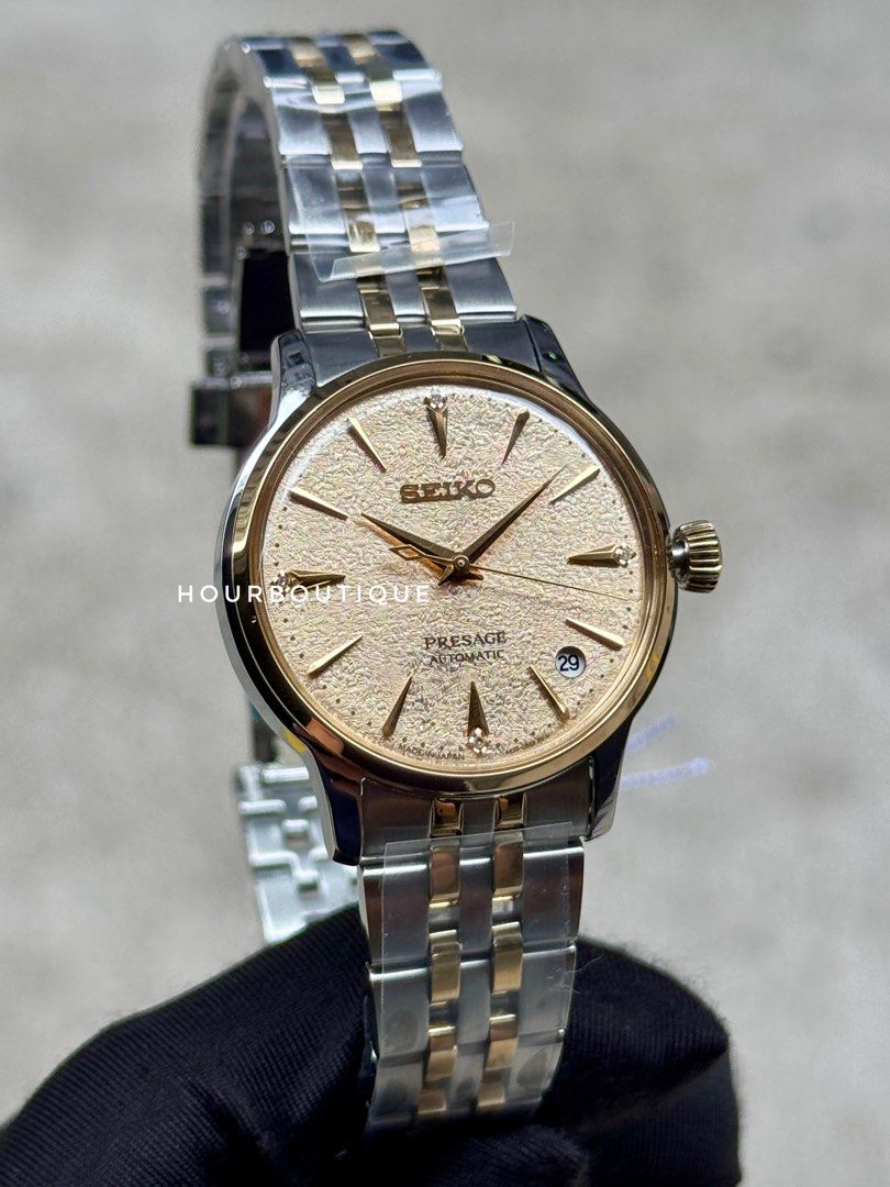 Brand New Seiko Presage Gold Flakes Dial with 4 point Diamond Automatic Watch SRPL64J1