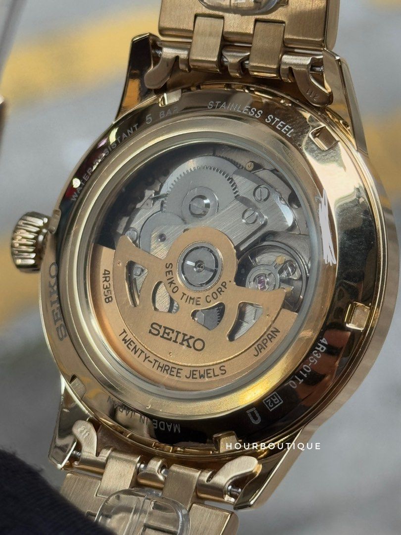 Brand New Seiko Presage USA Exclusive PVD Gold Case Automatic Watch SRPK48J1
