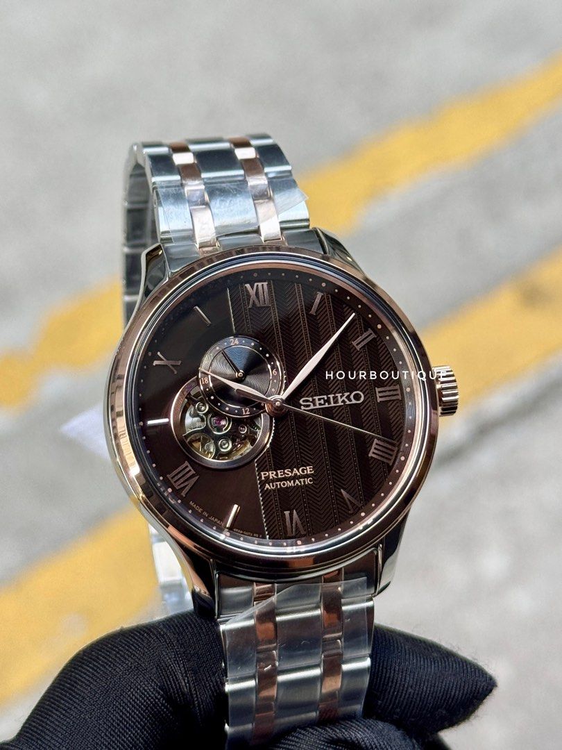 Brand New Seiko Presage Zen Garden Rose Gold Bezel Chocolate Dial Automatic Watch SSA466J1