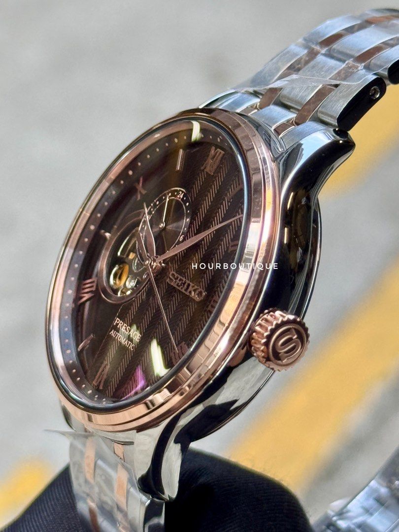 Brand New Seiko Presage Zen Garden Rose Gold Bezel Chocolate Dial Automatic Watch SSA466J1