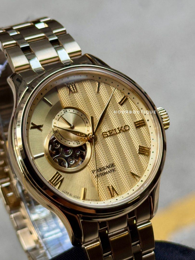 Brand New Seiko Presage Zen Garden PVD Gold Case Automatic Watch SSA468J1
