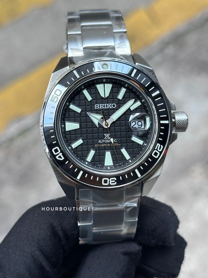 Brand New Seiko Prospex Black Waffle Dial King Samurai Mens Automatic Divers Watch SRPE35K1