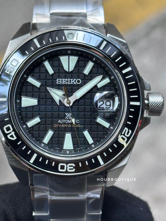 Brand New Seiko Prospex Black Waffle Dial King Samurai Mens Automatic Divers Watch SRPE35K1