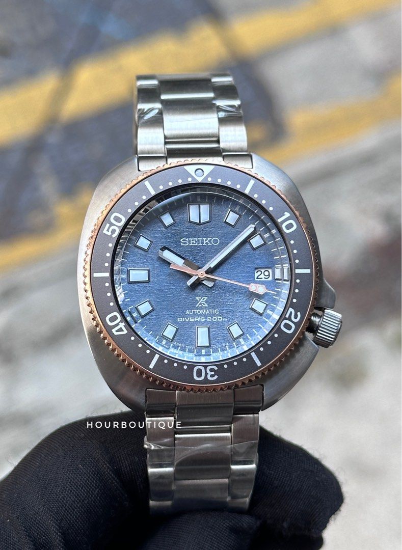 Brand New Seiko Prospex Cpt Willard Grey Textured Dial with Rose Gold Bezel Automatic Divers SPB288J1