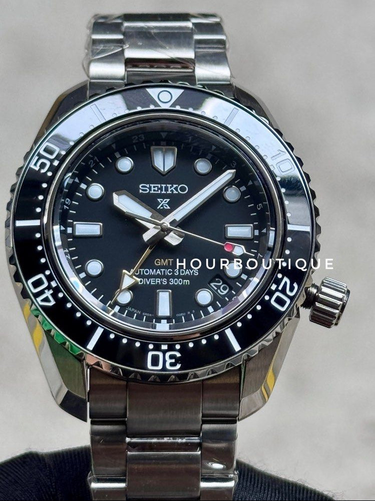Brand New Seiko Prospex MarineMaster GMT Black Dial Automatic Divers Watch HBC002J1