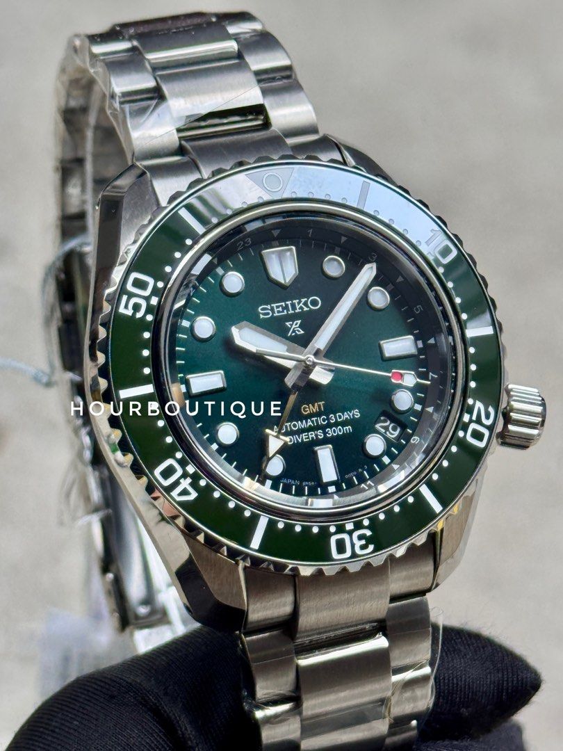 Brand New Seiko Prospex MarineMaster 300 GMT Green Dial Automatic Divers Watch HBC001J1