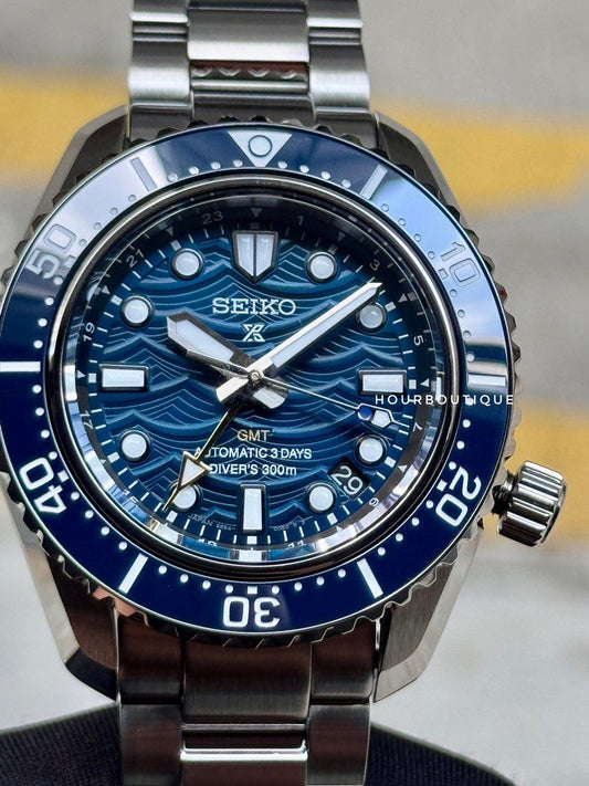 Brand New Seiko Prospex MM200 Blue Wave Dial Automatic Divers GMT Watch SBEJ027 SPB509J1