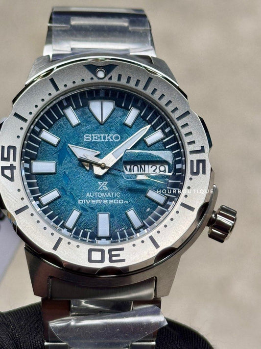 Brand New Seiko Prospex Monster , Save the Ocean Series Blue Dolphin Dial Automatic Watch SRPH75K1