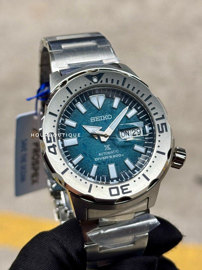 Brand New Seiko Prospex Monster , Save the Ocean Series Blue Dolphin Dial Automatic Watch SRPH75K1