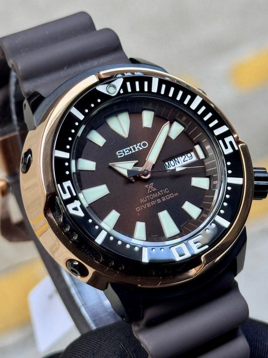 Brand New Seiko Prospex Rose Gold Chocolate Tuna, Asia Limited Edition Automatic Watch SRPD14K1