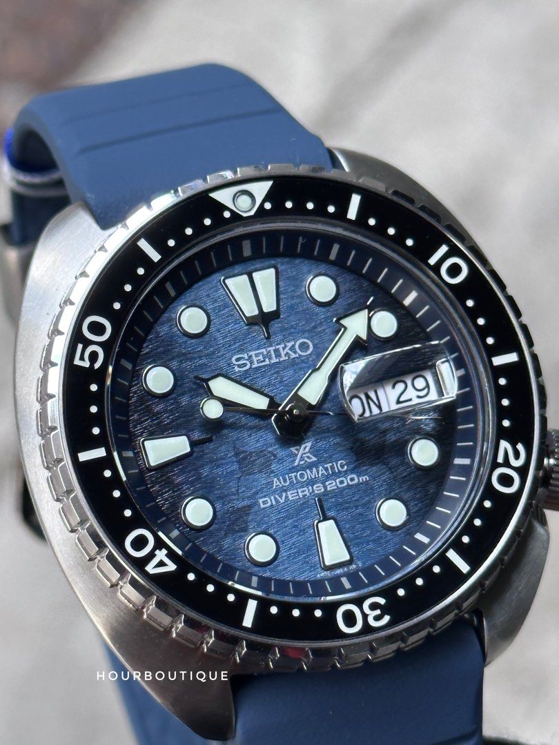 Brand New Seiko Prospex Save The Ocean Dark Manta Ray King Turtle Automatic Divers Watch SRPF77K1