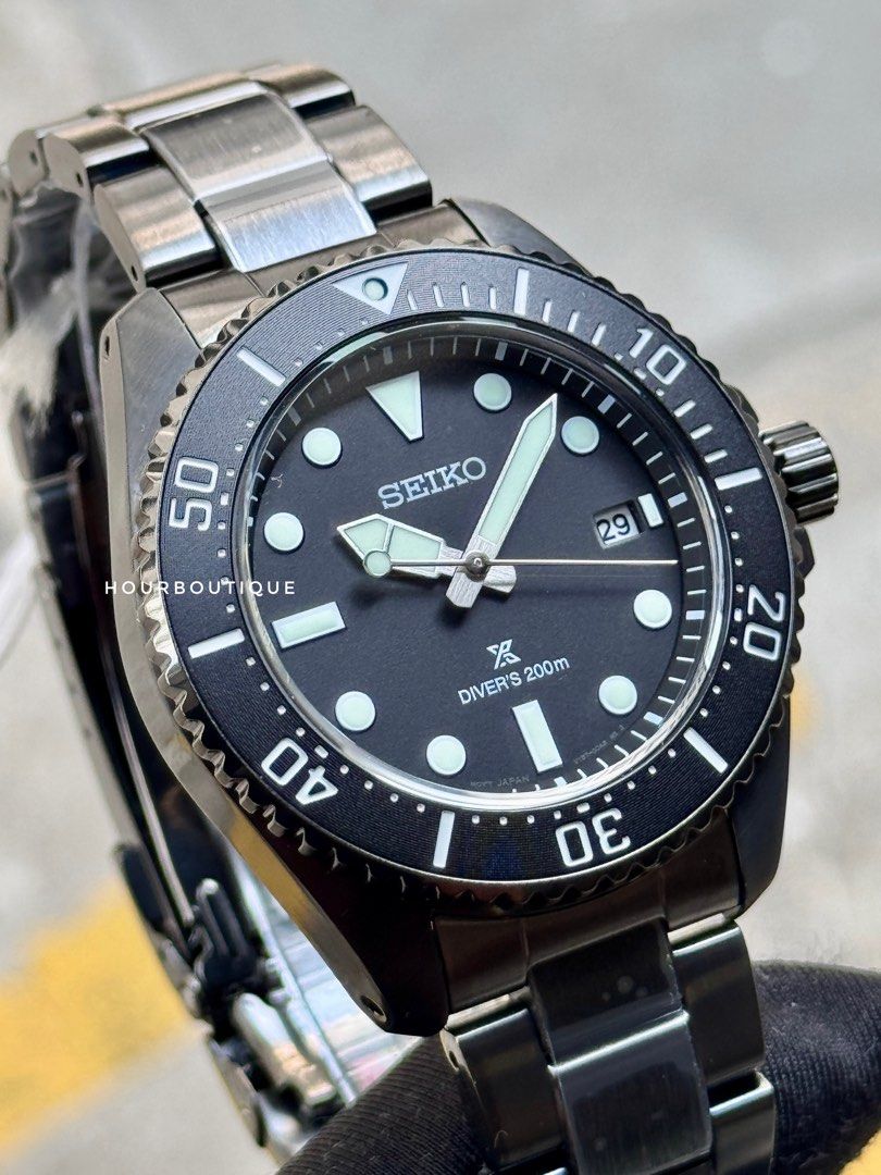 Brand New Seiko Prospex Solar Powered Black PVD Divers Watch SNE599P1