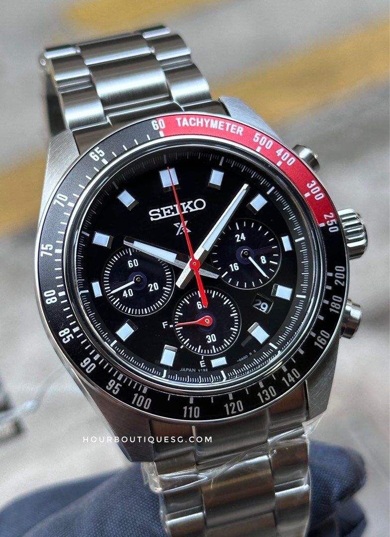 Brand New Seiko Prospex SpeedTimer Black Red Solar Chronograph SBDL099