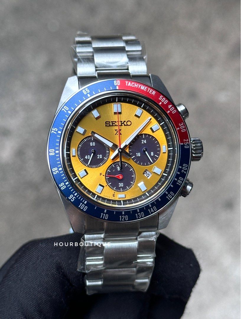 Brand New Seiko Prospex SpeedTimer Orange Sunburst Dial Solar Powered Chronograph SBDL117 SSC947P1