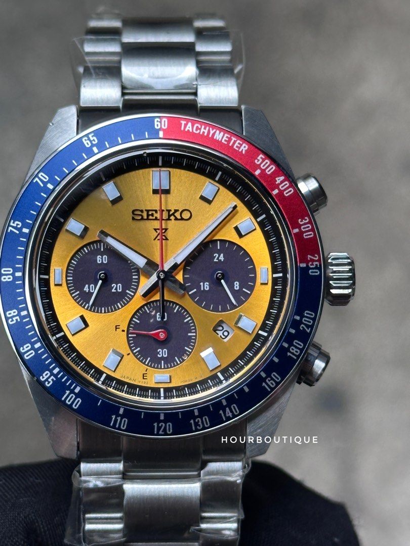 Brand New Seiko Prospex SpeedTimer Orange Sunburst Dial Solar Powered Chronograph SBDL117 SSC947P1