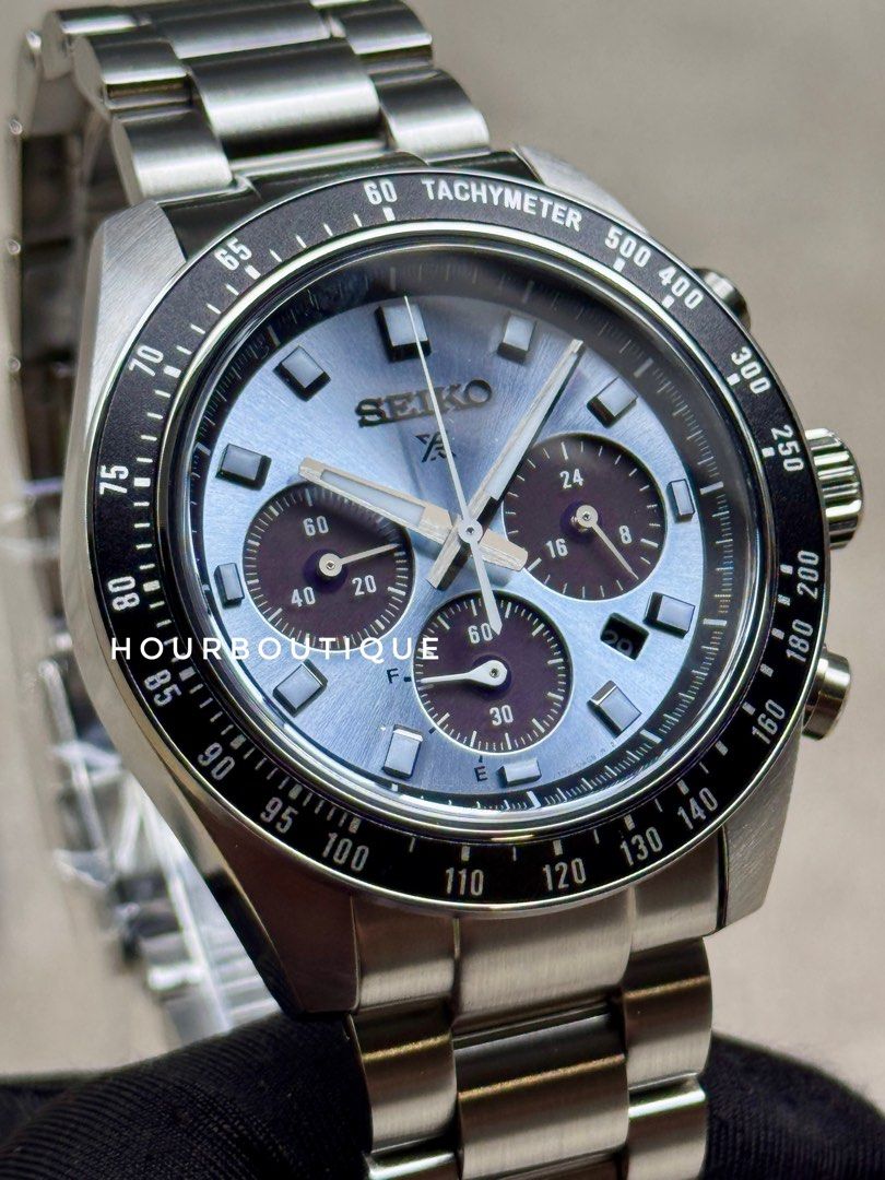 Brand New Seiko Prospex SpeedTimer 41mm Ice Blue Dial Solar Chronograph Watch SSC935P1