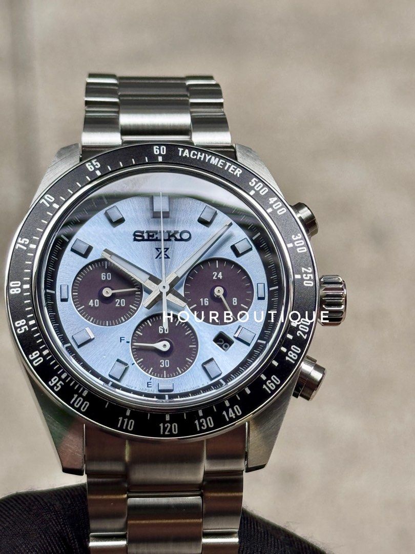 Brand New Seiko Prospex SpeedTimer 41mm Ice Blue Dial Solar Chronograph Watch SSC935P1