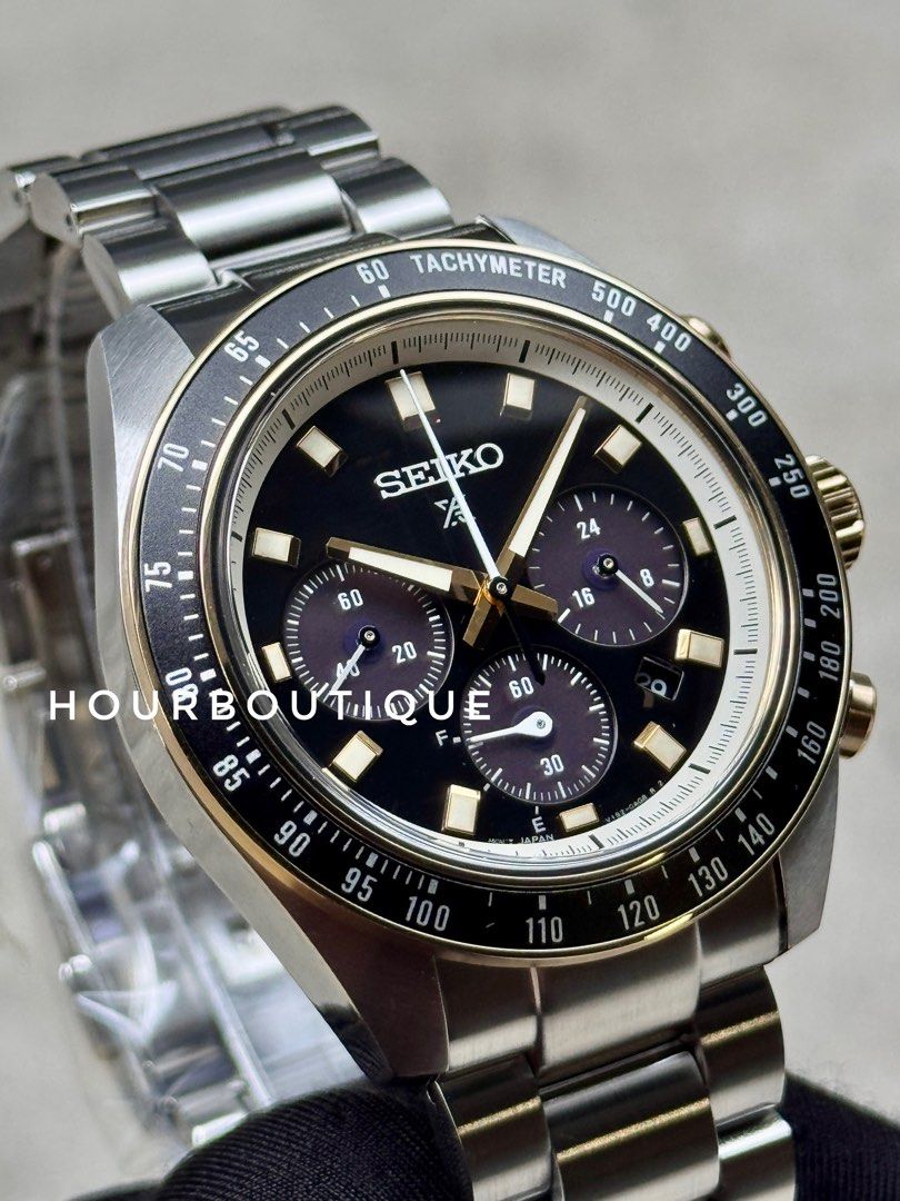 Brand New Seiko Prospex SpeedTimer Solar Powered Chrono Black Gold Dial Watch SSC941P1