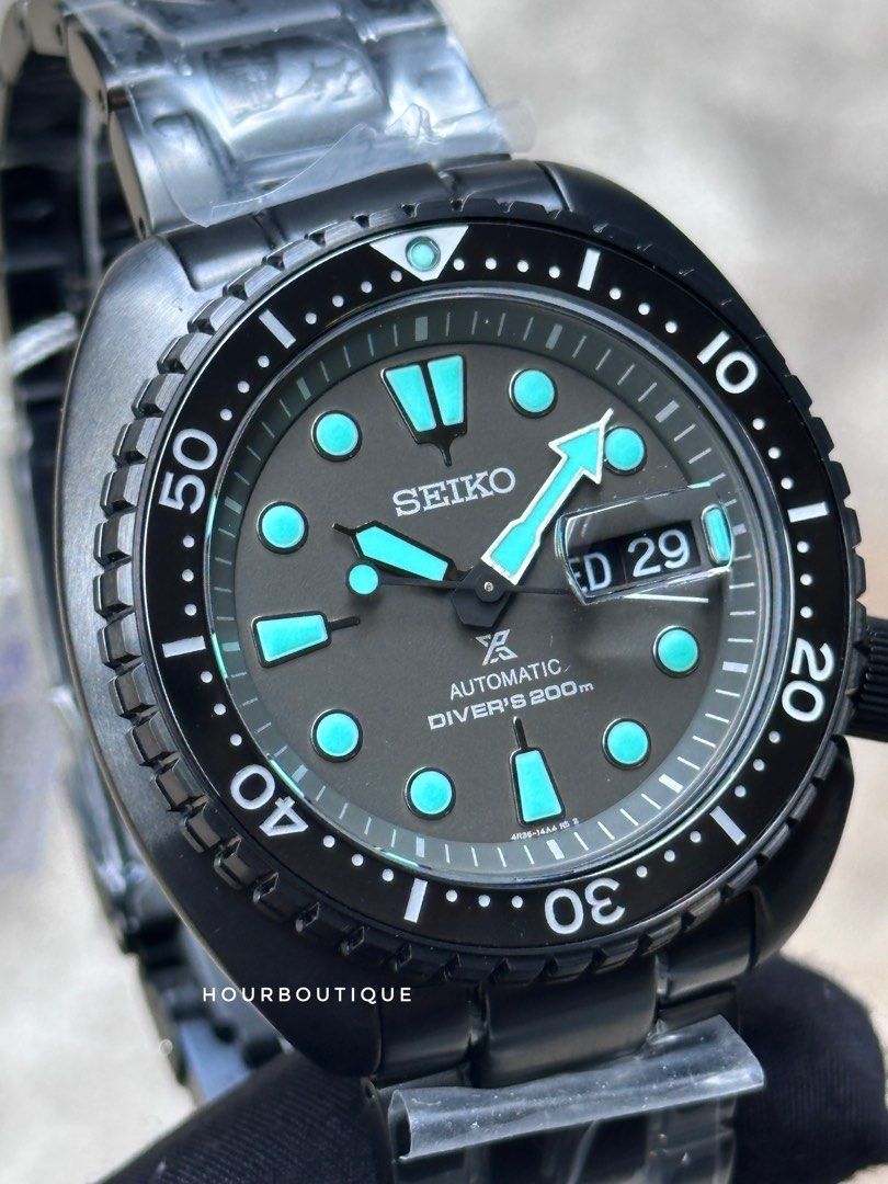 Brand New Seiko Prospex Stealth Night Vision King Turtle Automatic Divers Watch SRPK43K1
