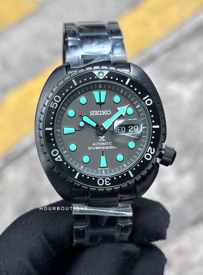 Brand New Seiko Prospex Stealth Night Vision King Turtle Automatic Divers Watch SRPK43K1