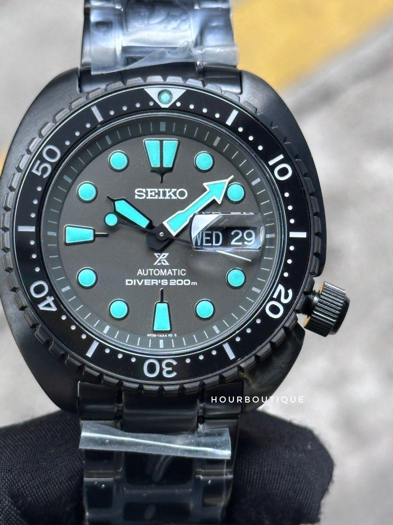 Brand New Seiko Prospex Stealth Night Vision King Turtle Automatic Divers Watch SRPK43K1