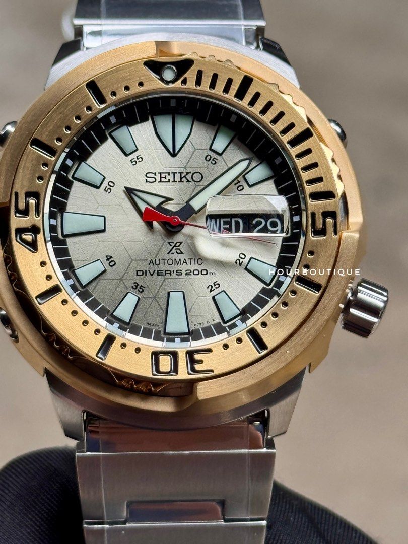 Brand New Seiko Prospex Zimbe 13 Gold Tuna Automatic Divers Watch SRPE14K1