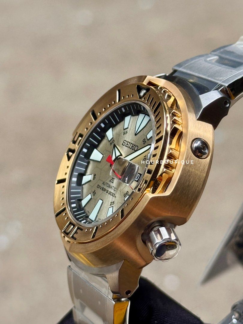 Brand New Seiko Prospex Zimbe 13 Gold Tuna Automatic Divers Watch SRPE14K1