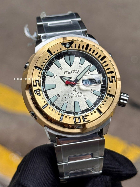 Brand New Seiko Prospex Zimbe 13 Gold Tuna Automatic Divers Watch SRPE14K1