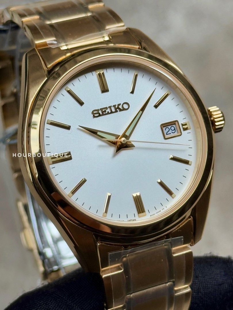 Brand New Seiko PVD Gold Case Sapphire Crystal Quartz Watch SUR314P1