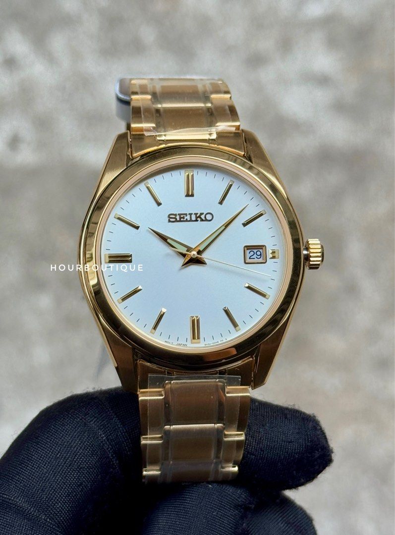 Brand New Seiko PVD Gold Case Sapphire Crystal Quartz Watch SUR314P1