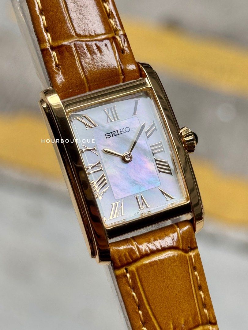 Brand New Seiko PVD Gold Case Roman Index Quartz Watch SWR100P1