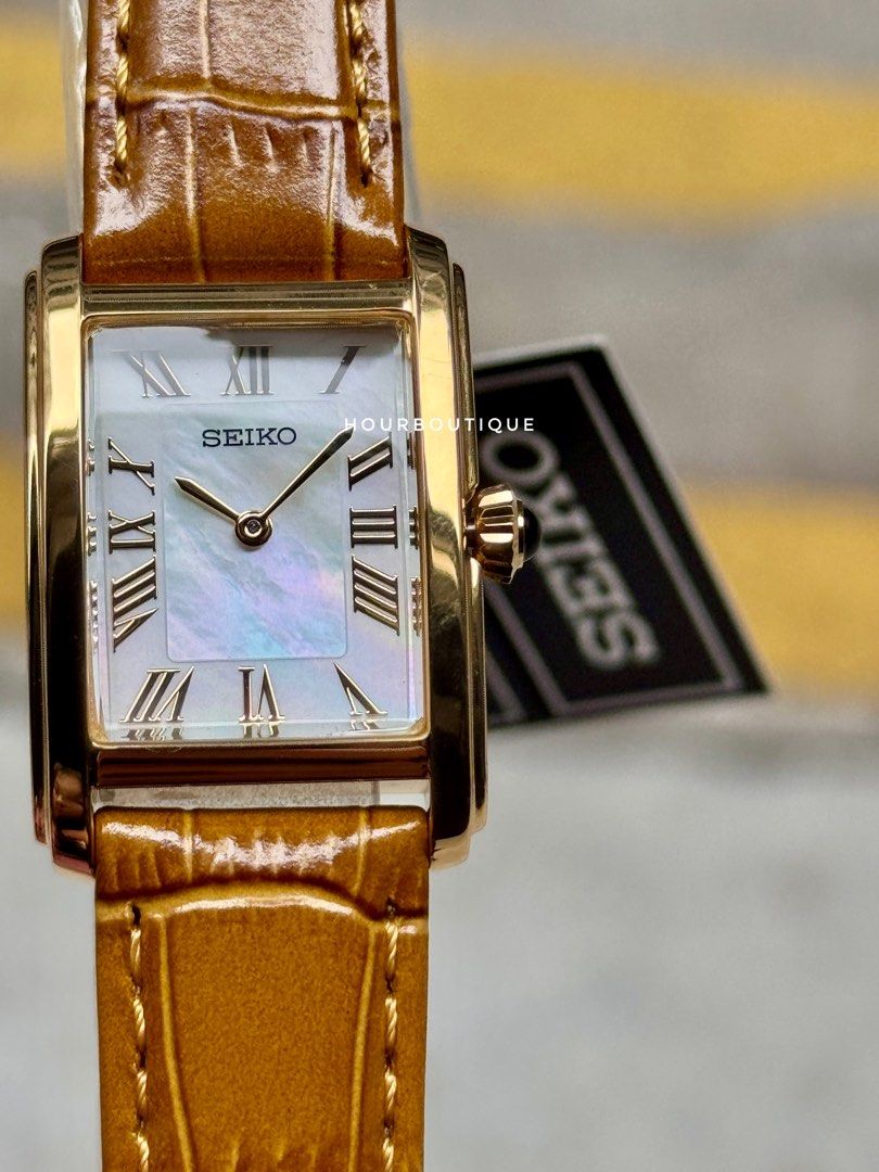 Brand New Seiko PVD Gold Case Roman Index Quartz Watch SWR100P1