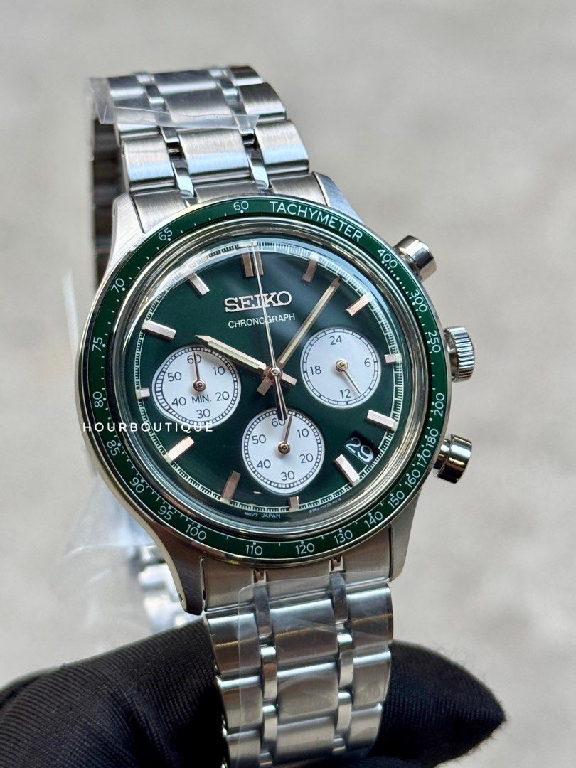 Brand New Seiko Quartz Chronograph Green Dial Mens Watch SSB481P1