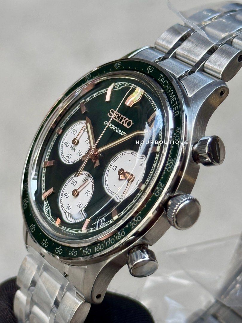 Brand New Seiko Quartz Chronograph Green Dial Mens Watch SSB481P1