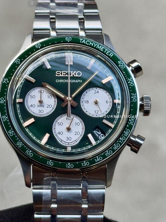 Brand New Seiko Quartz Chronograph Green Dial Mens Watch SSB481P1