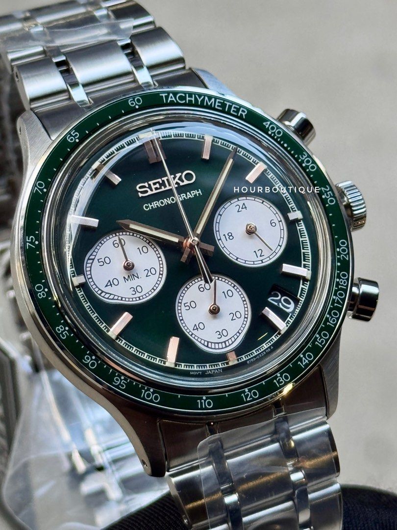 Brand New Seiko Quartz Chronograph Green Dial Mens Watch SSB481P1
