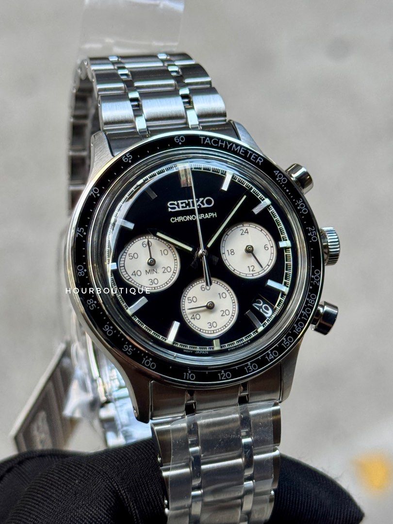 Brand New Seiko Quartz Chronograph Black Dial Mens Watch SSB479P1