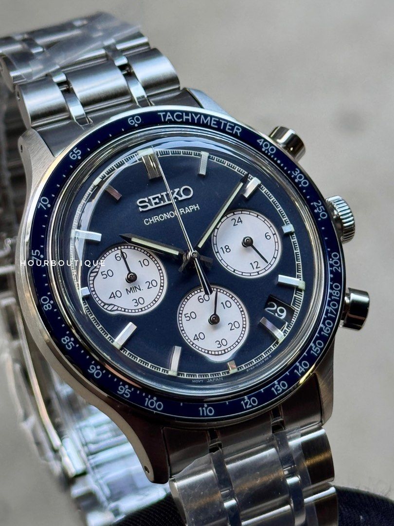 Brand New Seiko Quartz Chronograph Blue Dial Mens Watch SSB477P1