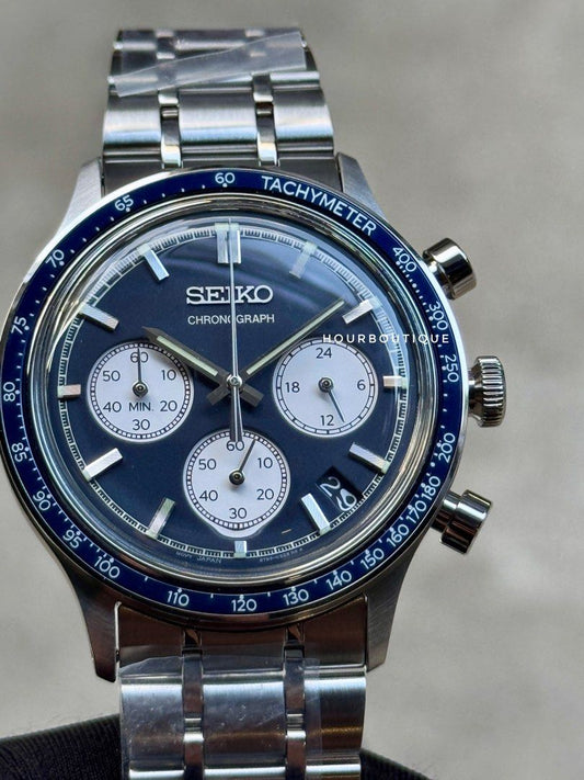Brand New Seiko Quartz Chronograph Blue Dial Mens Watch SSB477P1