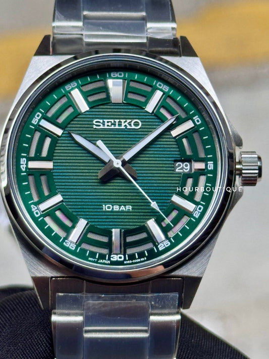 Brand New Seiko Quartz Green Dial Mens Watch SUR503P1