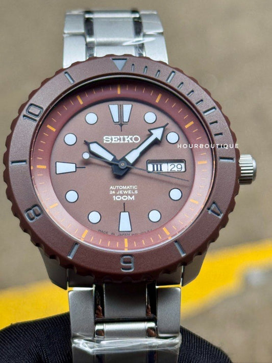Brand New Seiko Save The Sea Special Edition Automatic Brown Cookie Dial Watch SRPA45J1