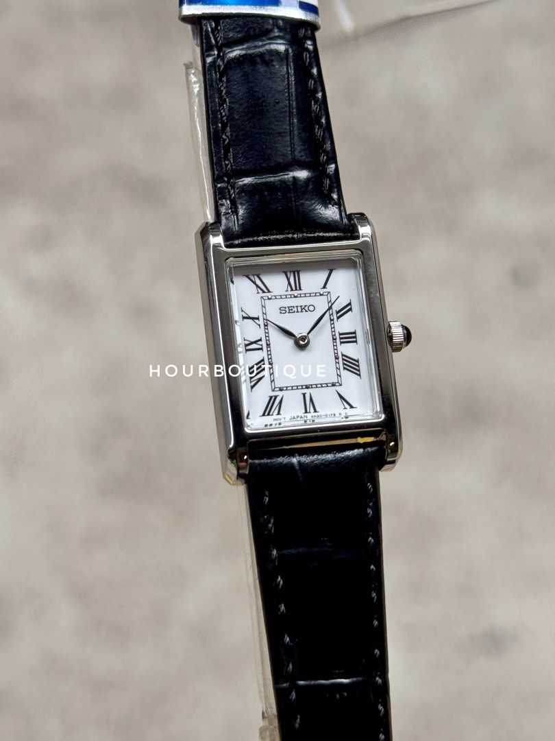 Brand New Seiko Tank Ladies White Roman Dial Sapphire Crystal Quartz Watch SWR107P1
