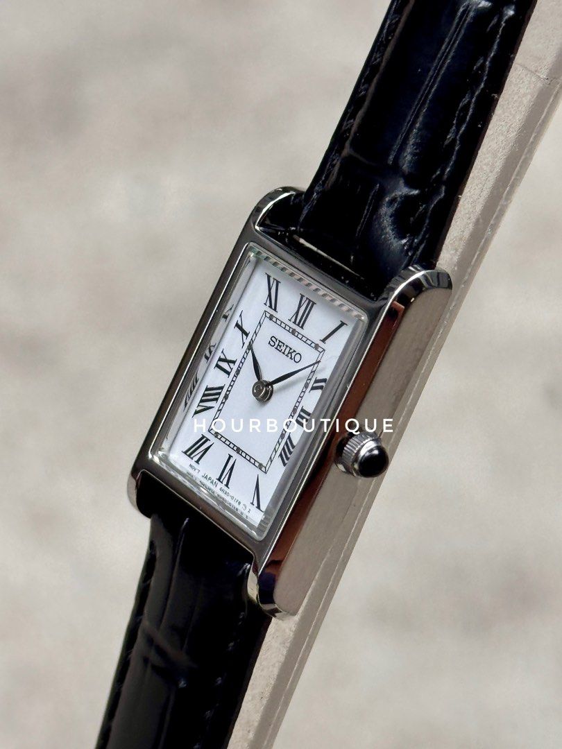Brand New Seiko Tank Ladies White Roman Dial Sapphire Crystal Quartz Watch SWR107P1