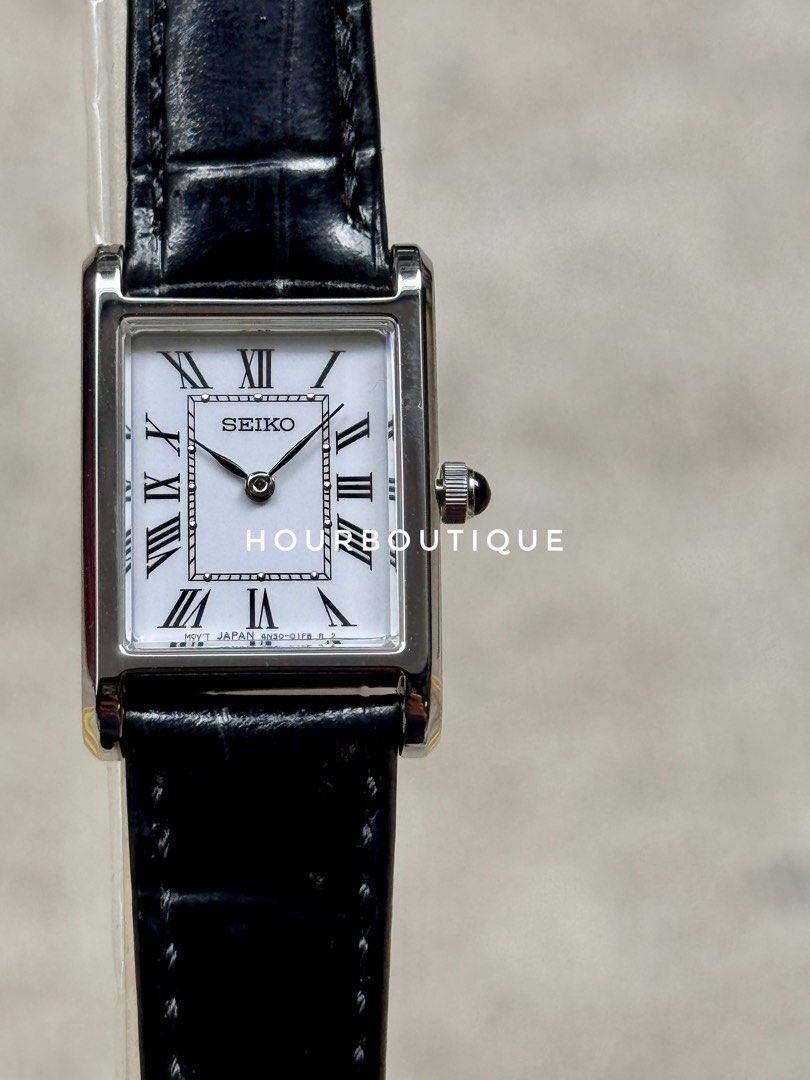 Brand New Seiko Tank Ladies White Roman Dial Sapphire Crystal Quartz Watch SWR107P1